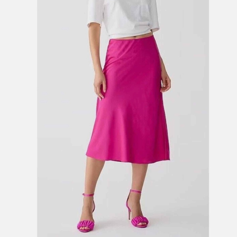 J. CREW GUC Gwyneth Slip Skirt in Hot Pink Size XXS